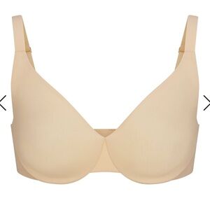 SKIMS Unlined Full Coverage Bra Sand 32DD wired adjustable nylon spandex nude